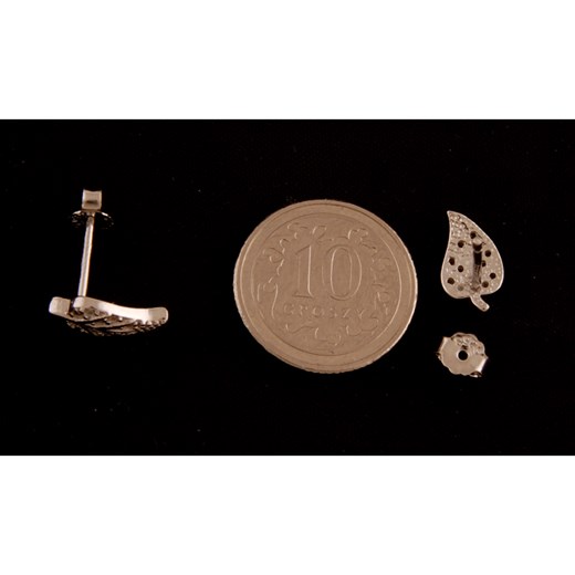 Kolczyki srebrne z cyrkonią liść listek k1591 - 1,2 g. Falana Falana