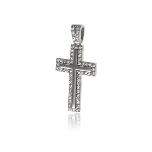 Wisiorek srebrny krzyż z cyrkoniami w0387 - 1,6g. Falana Falana