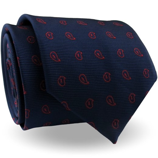 Krawat Męski Elegancki Modny Klasyczny granatowy we wzory G663 promocja ŚWIAT KOSZUL