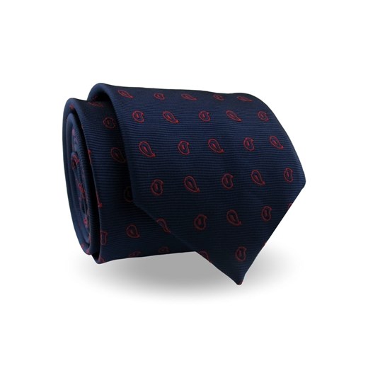 Krawat Męski Elegancki Modny Klasyczny granatowy we wzory G663 promocyjna cena ŚWIAT KOSZUL