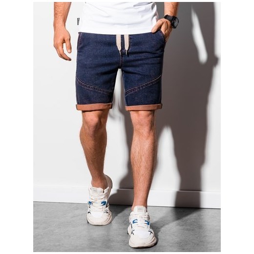 Krótkie spodenki męskie jeansowe W219 - fioletowe S okazja ombre