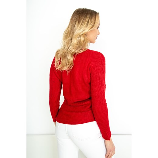 Sweter w warkocze czerwony S/L promocyjna cena zoio.pl