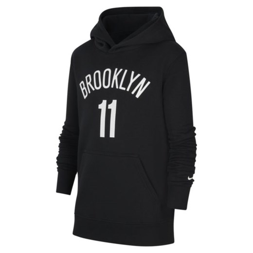 Dzianinowa bluza z kapturem dla dużych dzieci Brooklyn Nets Nike NBA - Czerń Nike L Nike poland