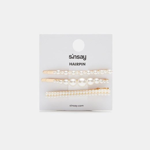 Sinsay - Zestaw spinek do włosów z perełkami - Biały Sinsay Jeden rozmiar promocja Sinsay