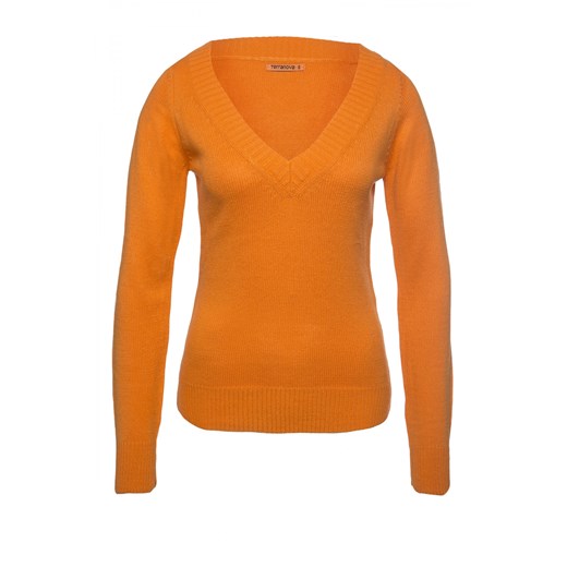 Plain V-neck sweater terranova pomaranczowy sweter