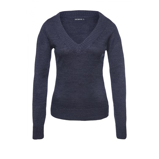 Plain V-neck sweater terranova szary sweter