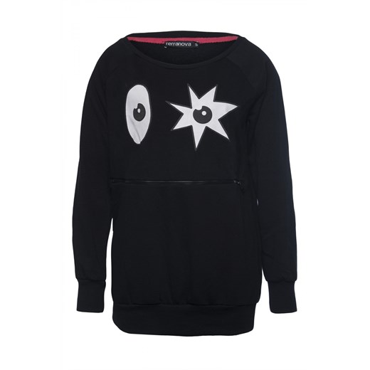 Sweatshirt with zip terranova czarny nadruki