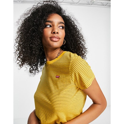 Levi's – Musztardowy T-shirt w paski-Żółty XS Asos Poland