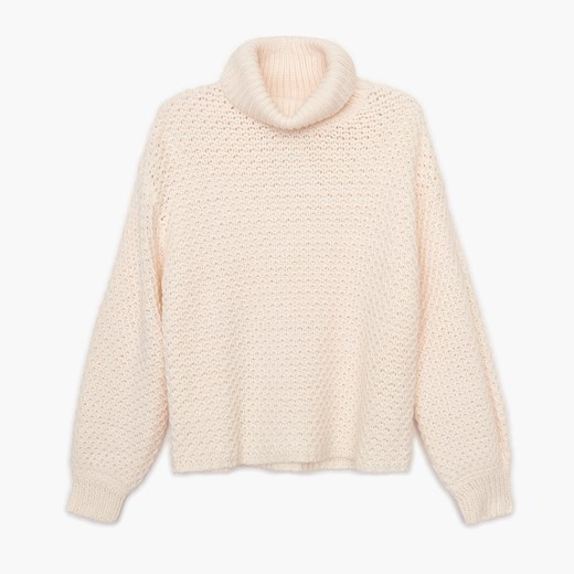 Cropp - Sweter z szerokim golfem - Kremowy Cropp XS Cropp