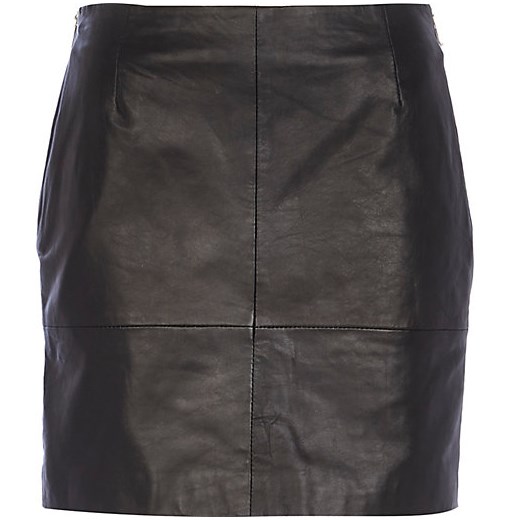 Black leather mini skirt river-island szary mini