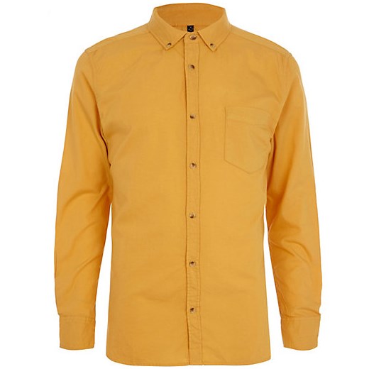 Mustard yellow Oxford shirt river-island zielony t-shirty