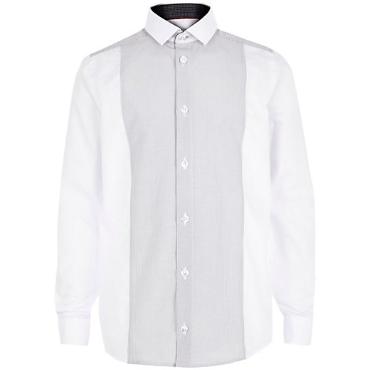 Boys white stripe panel shirt river-island bialy t-shirty