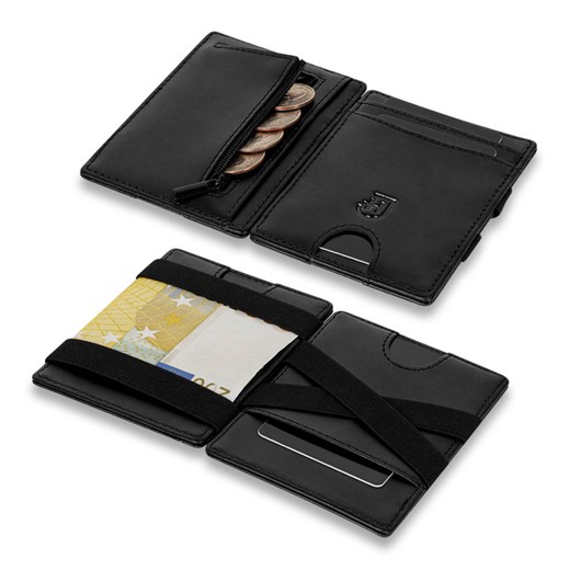 Męski skórzany obustronnie otwierany portfel slim z RFID elegancki czarny na James Hawk wyprzedaż James Hawk