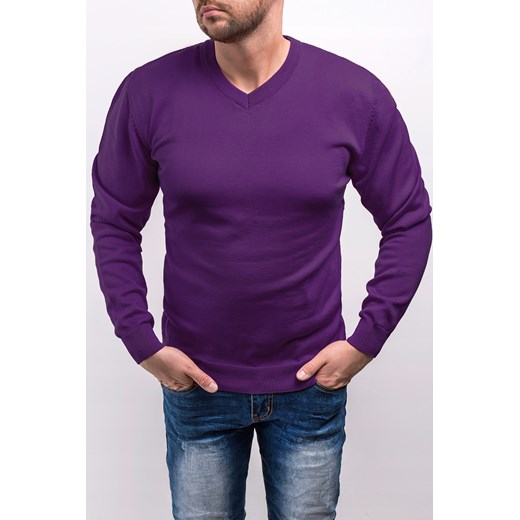 bluza/ sweter męski 2200 - fiolet ze sklepu Risardi w kategorii Swetry męskie - zdjęcie 127216950