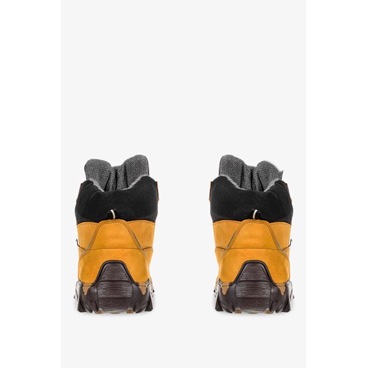 Żółte buty trekkingowe męskie Windssor wiązane ze skóry sportowe 