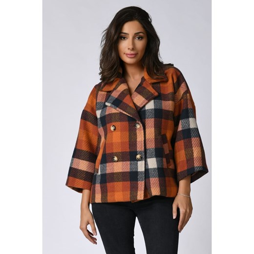 Wielokolorowy płaszcz damski Plus Size Company
