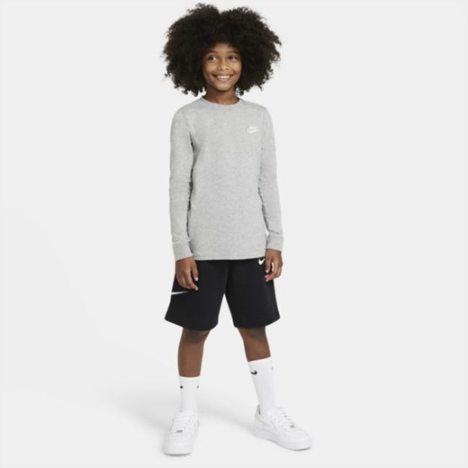 Szary t-shirt chłopięce Nike z długimi rękawami 