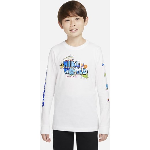 T-shirt z długim rękawem dla dużych dzieci (chłopców) Nike Sportswear - Biel Nike XL okazyjna cena Nike poland