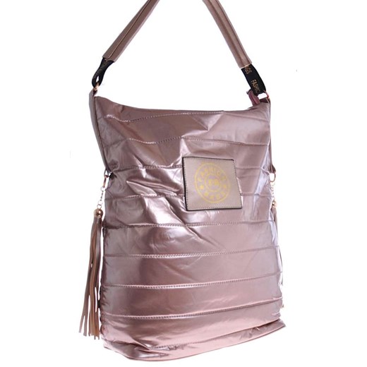 Shopper bag Pantofelek24 lakierowana na ramię różowa wakacyjna 