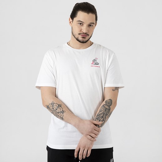 T-shirt męski biały New Balance z krótkimi rękawami 