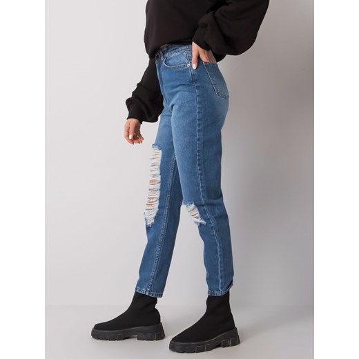 RUE PARIS Niebieskie spodnie mom jeans z dziurami Sheandher.pl 36 Sheandher.pl