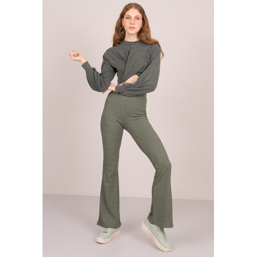 BSL Khaki dzianinowe spodnie dzwony Sheandher.pl S Sheandher.pl
