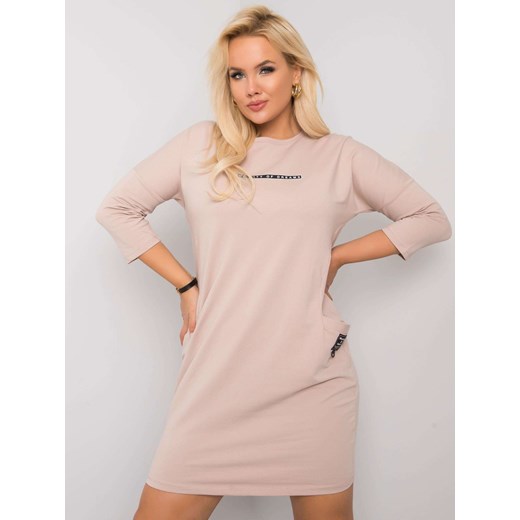 Beżowa bawełniana sukienka plus size Sheandher.pl ONE SIZE Sheandher.pl