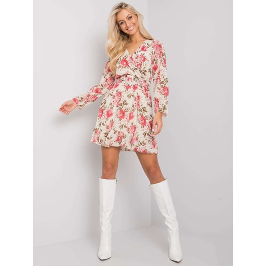 Beżowa kwiatowa sukienka Sheandher.pl ONE SIZE Sheandher.pl