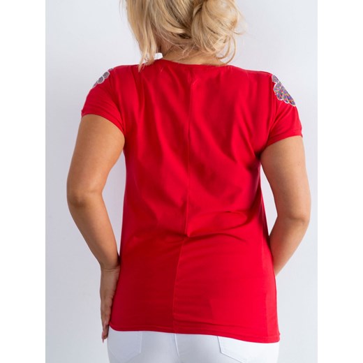 T-shirt plus size z kolorową aplikacją czerwony Sheandher.pl M Sheandher.pl