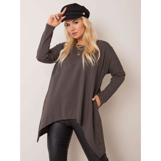 RUE PARIS Khaki asymetryczna bluzka plus size Sheandher.pl 3XL Sheandher.pl