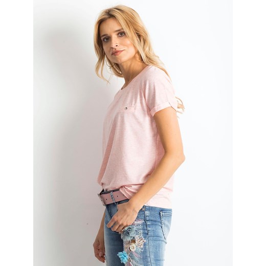 Bawełniany melanżowy t-shirt damski basic różowy Sheandher.pl XL Sheandher.pl