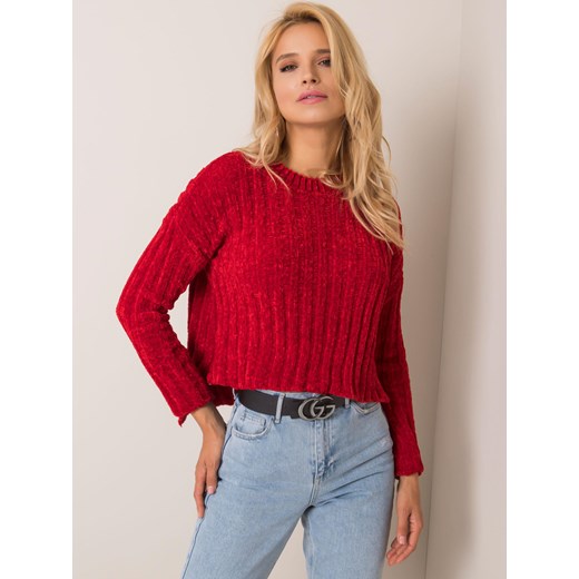 RUE PARIS Ciemnoczerwony sweter z dłuższym tyłem Sheandher.pl one size S\M Sheandher.pl