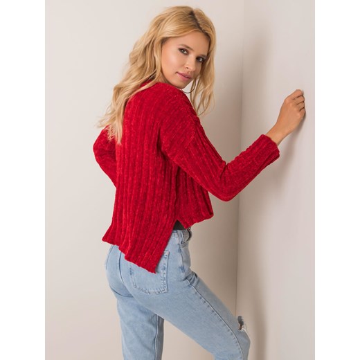 RUE PARIS Ciemnoczerwony sweter z dłuższym tyłem Sheandher.pl one size S\M Sheandher.pl