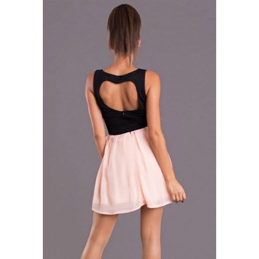 EMAMODA - SUKIENKA Z SERCEM NA PLECACH - CZARNY - PUDROWY RÓŻ 4608-11 topvivid bezowy kwiatowy