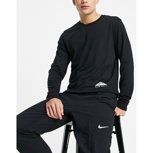 Nike t-shirt męski z długim rękawem czarny w sportowym stylu 