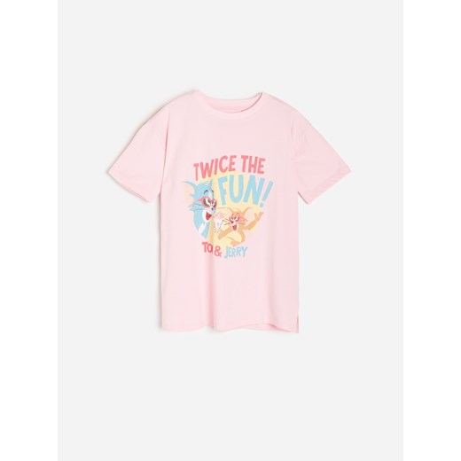 Reserved - T-shirt Tom & Jerry - Różowy Reserved 158 Reserved wyprzedaż