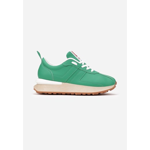 Buty sportowe damskie zielone Renee sneakersy płaskie sznurowane na wiosnę