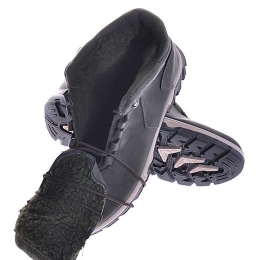 Buty trekkingowe męskie Pantofelek24 z nubuku czarne sportowe sznurowane 