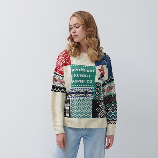 House - Sweter o warkoczowym splocie oversize - Wielobarwny House XS/S House