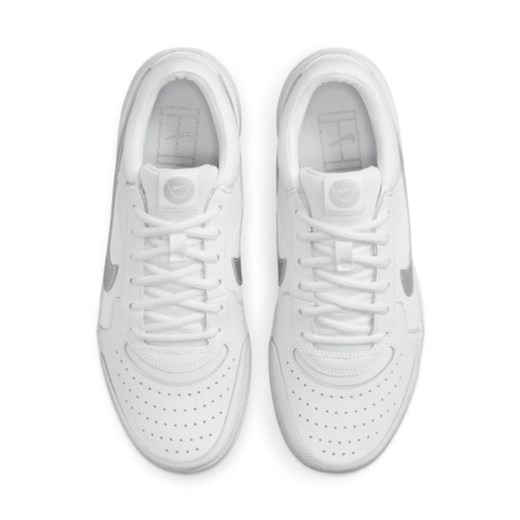 Buty sportowe damskie Nike do tenisa zoom na płaskiej podeszwie białe wiązane 