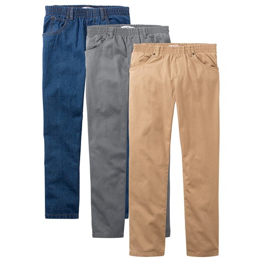 Spodnie chłopięce z gumką w talii (3 pary w opak.), Loose Fit | bonprix 170 wyprzedaż bonprix