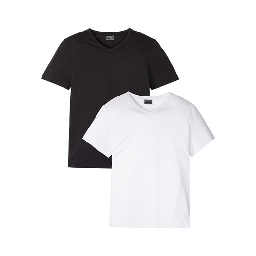 T-shirt ze stretchem, z dekoltem w serek (2 szt.), Slim Fit | bonprix 60/62 (XXL) bonprix