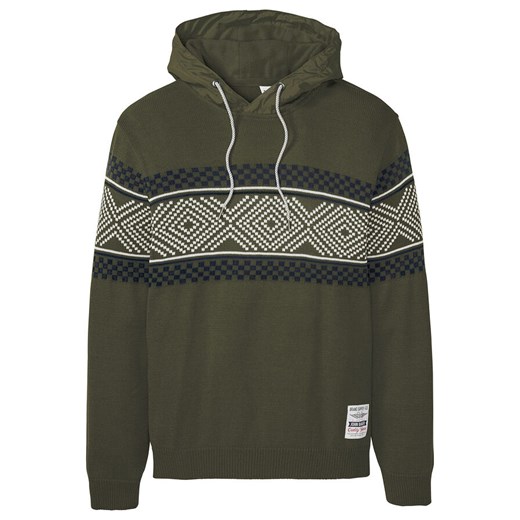 Sweter w norweski wzór z kapturem | bonprix 52/54 (L) bonprix