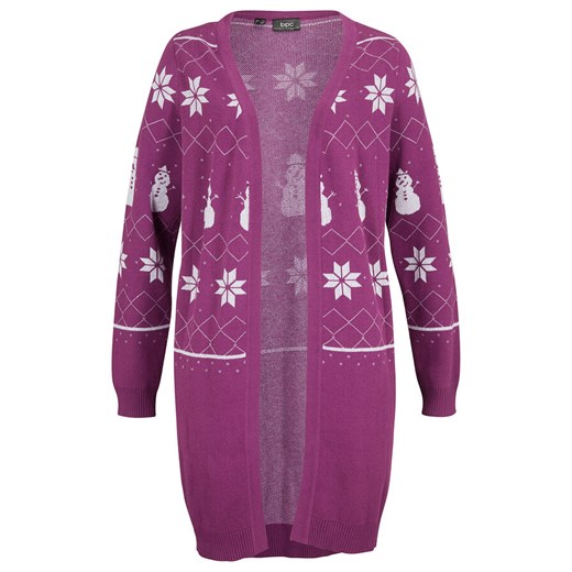 Sweter bez zapięcia w bożonarodzeniowy wzór | bonprix 36/38 bonprix