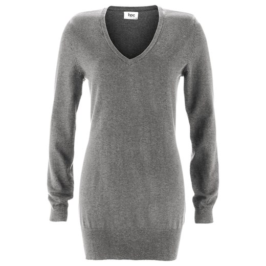 Długi sweter basic z dekoltem w serek | bonprix 48/50 bonprix