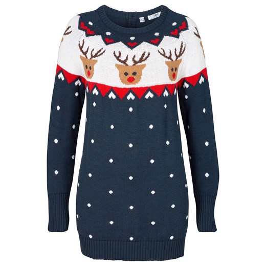 Sweter bożonarodzeniowy z motywem reniferów | bonprix 52/54 bonprix