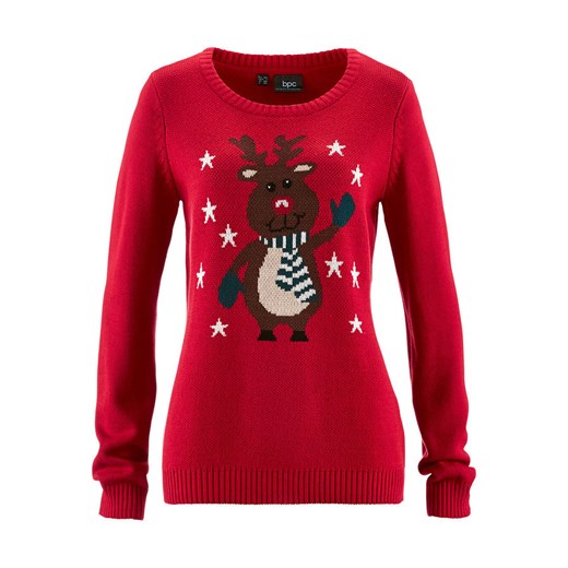 Sweter bożonarodzeniowy z okrągłym dekoltem | bonprix 48/50 bonprix