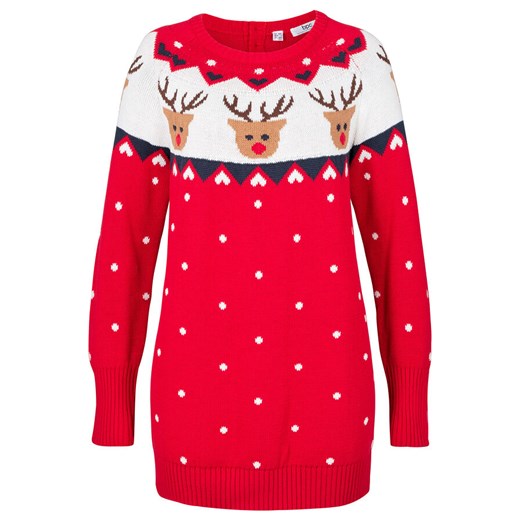 Sweter bożonarodzeniowy z motywem reniferów | bonprix 52/54 bonprix