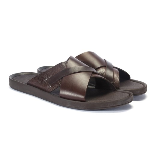 Brązowe klapki męskie Domeno 42 Domenoshoes