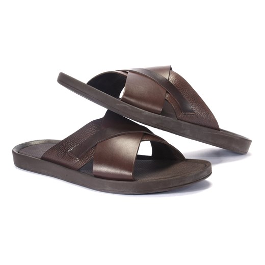 Brązowe klapki męskie Domeno 42 Domenoshoes